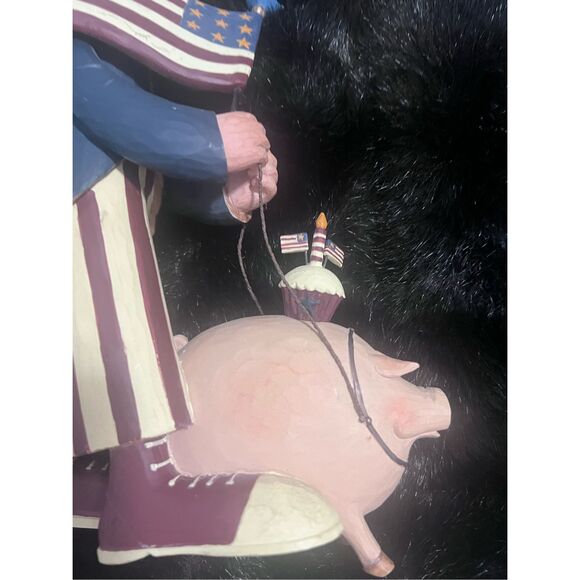 WILLIRAYE STUDIO "WALKING THE HOG" - UNCLE SAM, WALKING A PIG 10" patriotic - Picture 3 of 10
